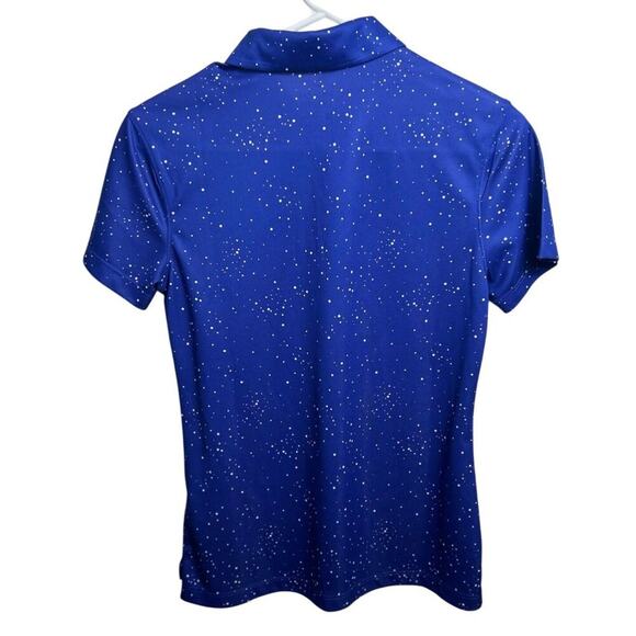 Nike Dri-Fit Womens Standard Fit Polo Shirt Blue With White Speckled Design XS - Picture 4 of 6